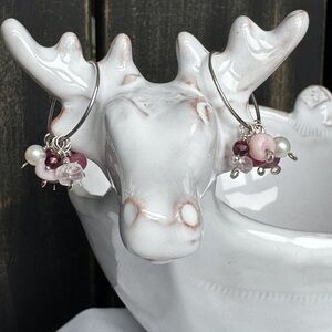 Garnet Ruby Opal Pearl Morganite Sapphire Hoop Earrings SS